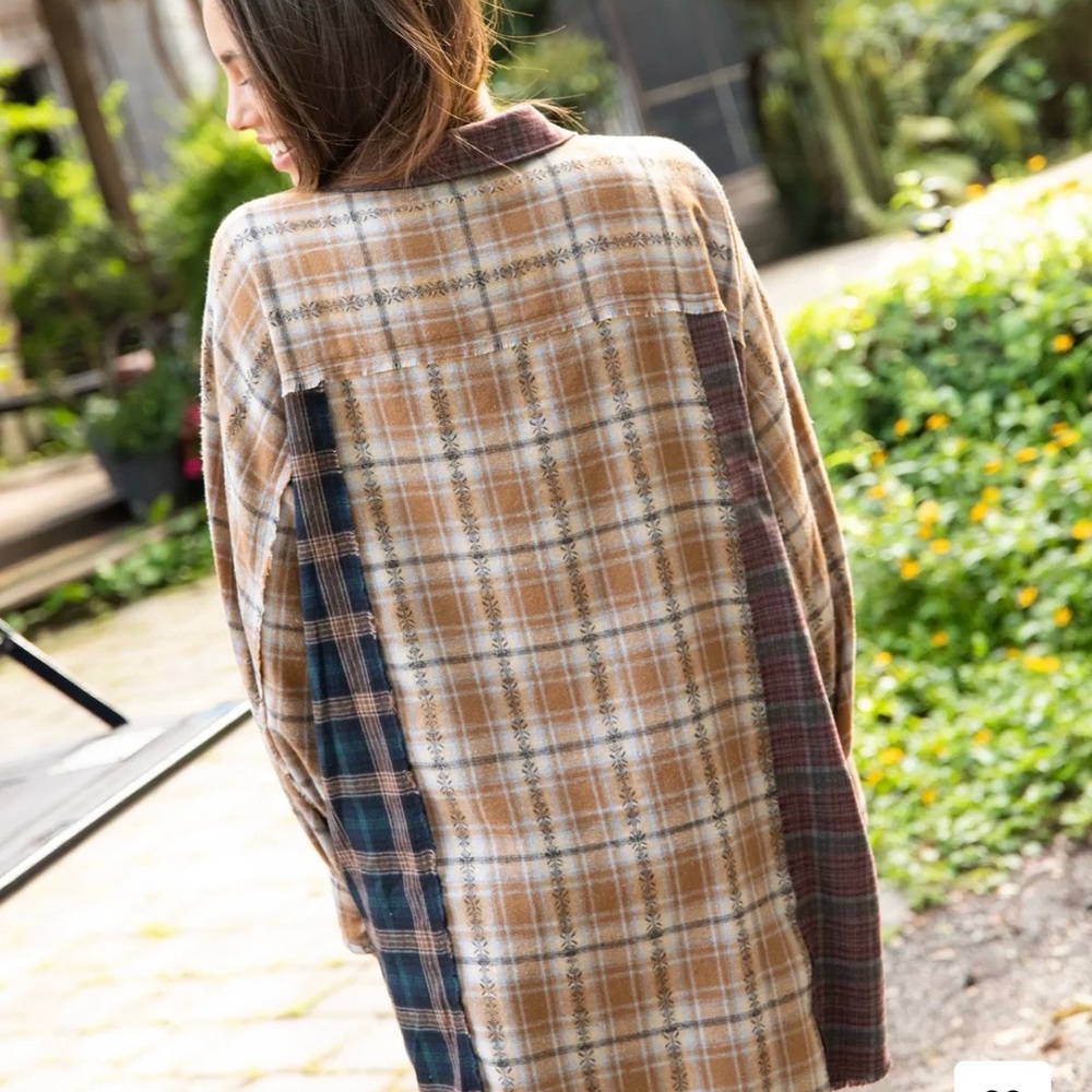 NWT Natural Life Elliott Plaid purple Button-Up oversized soft Shirt L/XL - Picture 4 of 12